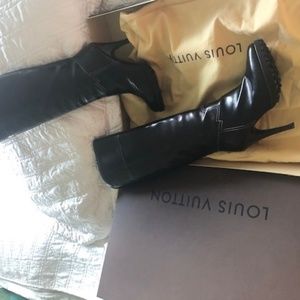 Louis Vuitton dark brown leather boots